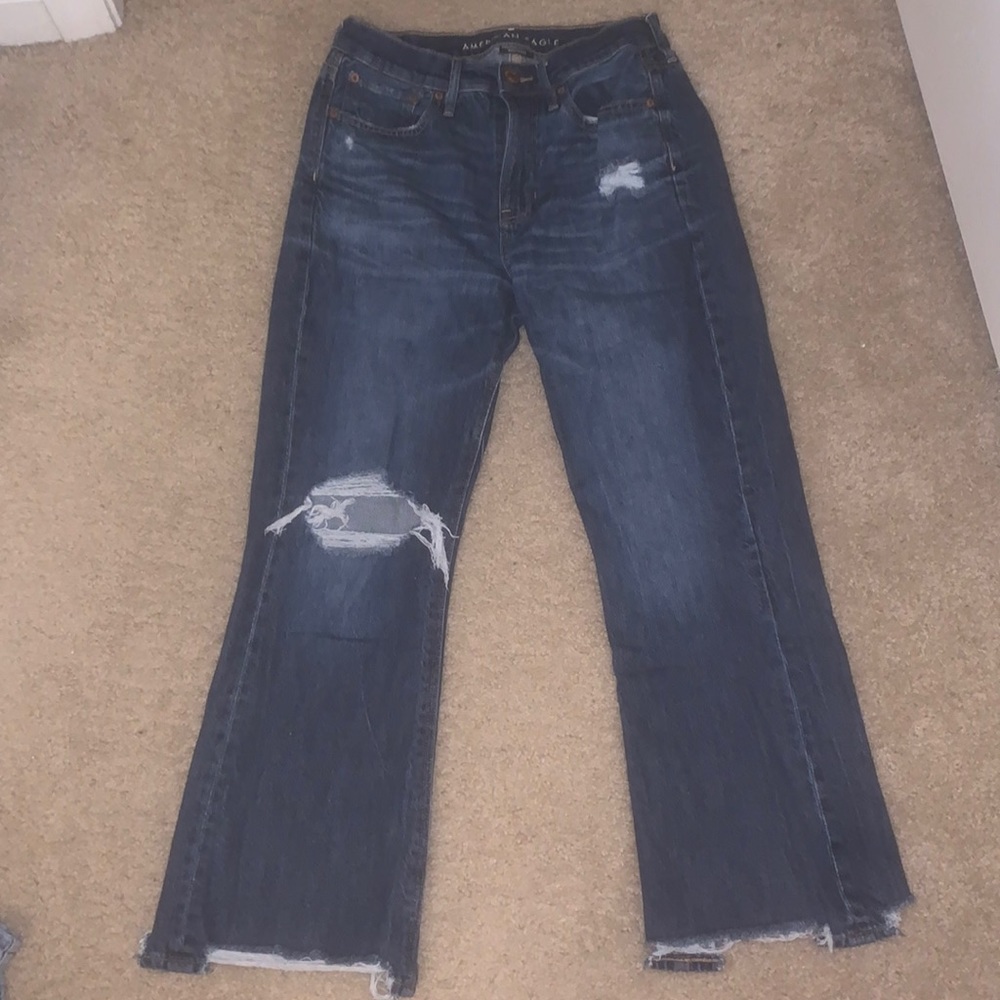 American eagle distressed flare denim jeans 4 short